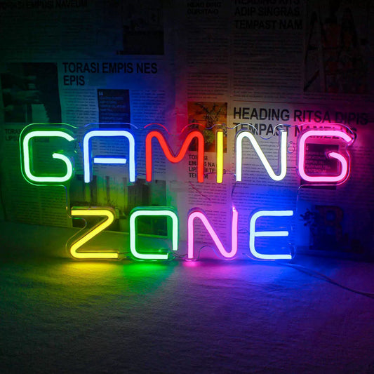 Gaming Zone LED Neon Sign Colorful Game Room Neon Light Wall Decor for Bedroom Arcade