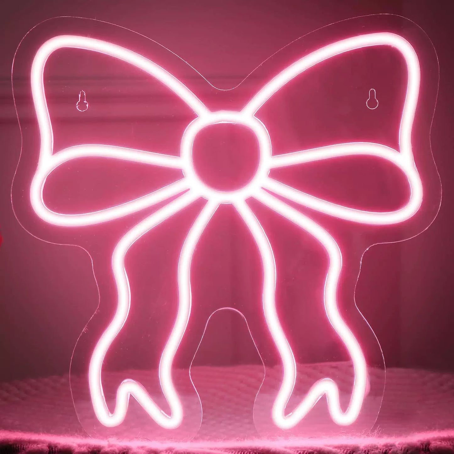 Bow LED Neon Sign Pink Ribbon Neon Light Wall Decor for Bedroom Party Nursery