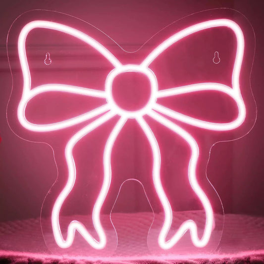 Bow LED Neon Sign Pink Ribbon Neon Light Wall Decor for Bedroom Party Nursery