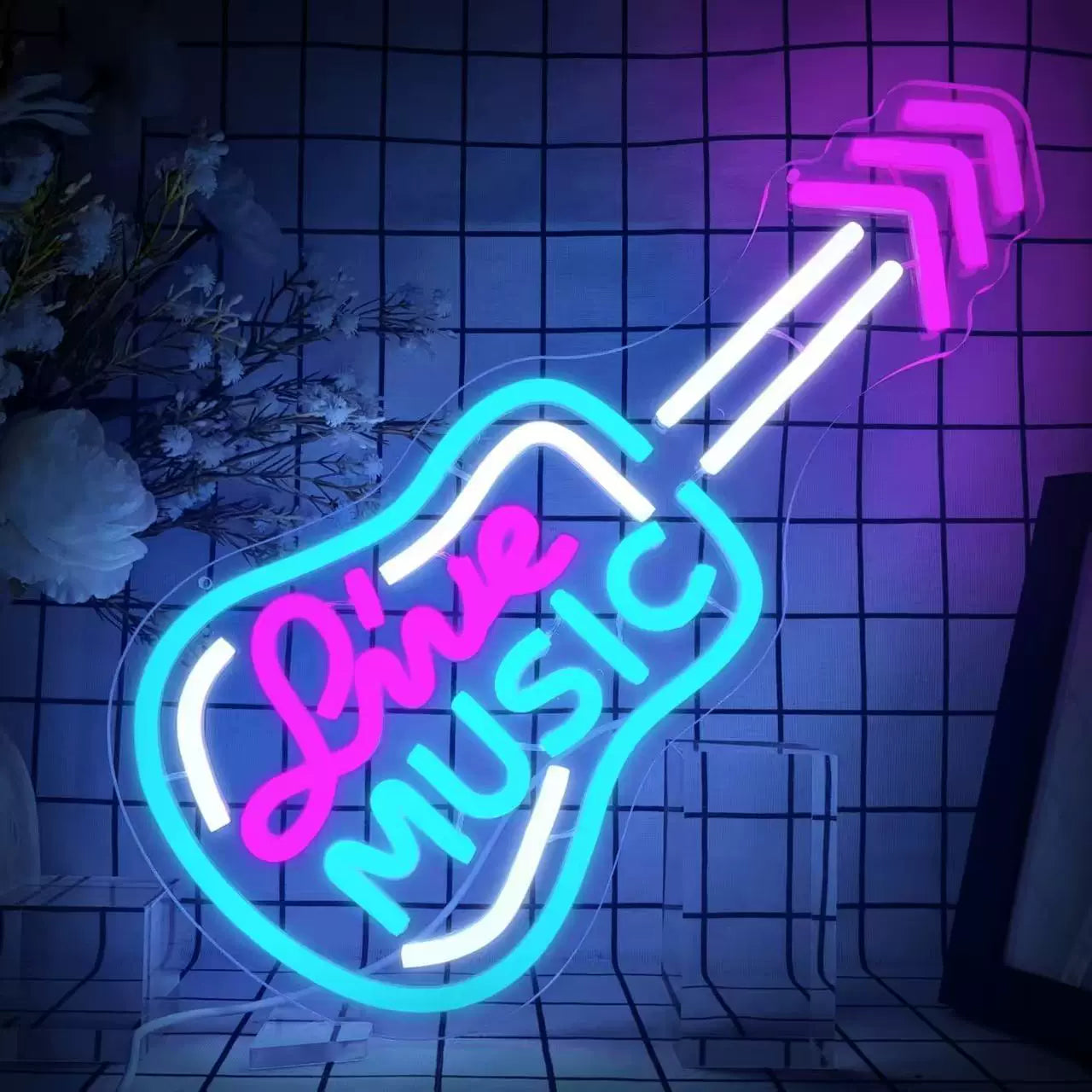 Love Music LED Neon Sign Guitar Neon Light for Room Bedroom Wall Decor
