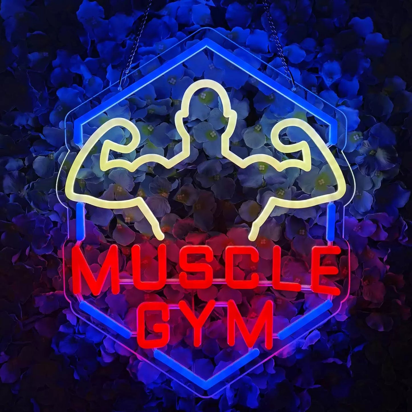 Muscle Gym LED Neon Sign Red Blue Fitness Neon Light Wall Decor for Gym Bedroom