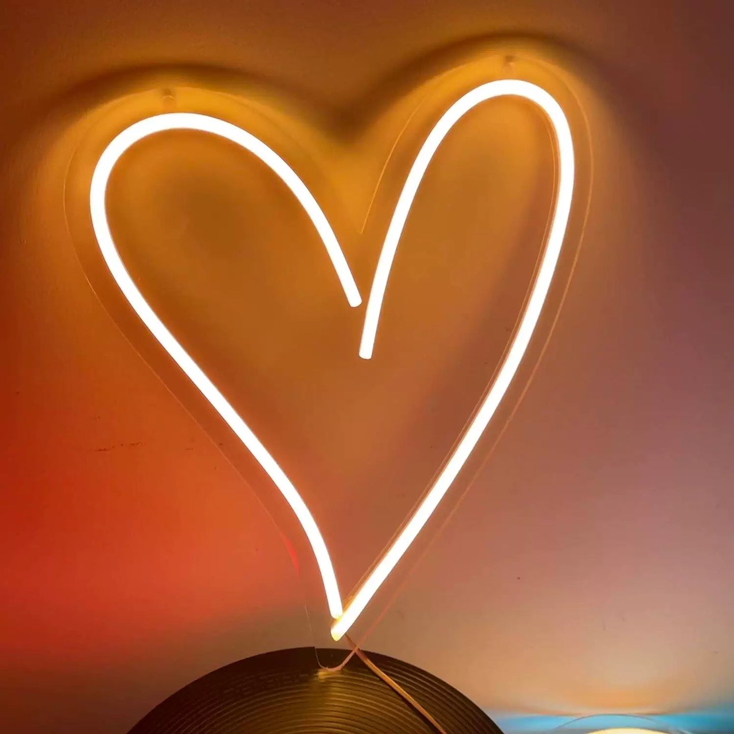 Minimalist Heart LED Neon Sign for Bedroom Romantic Wall Decor Warm White Light