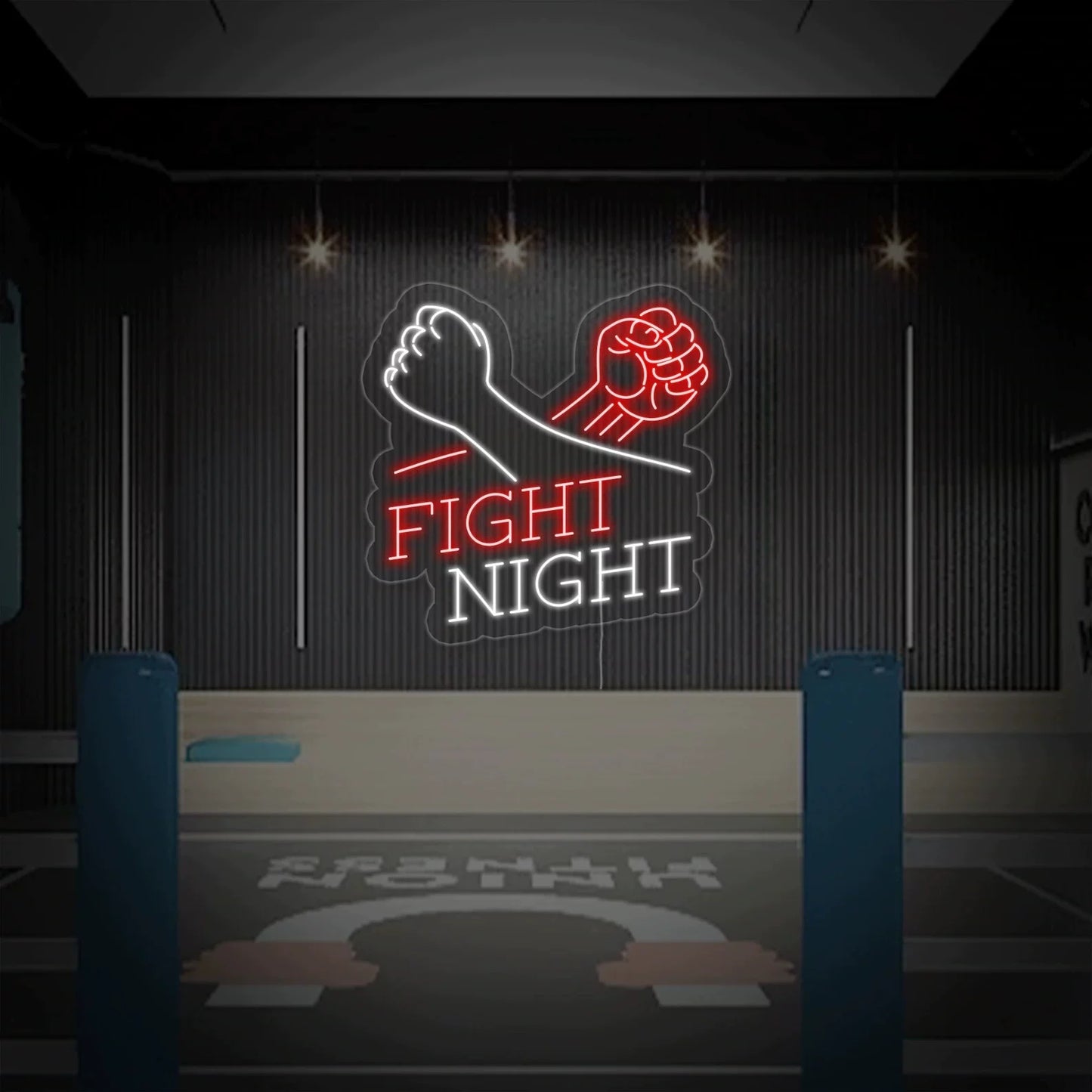 Fight Night LED Neon Sign Red White Boxing Neon Light Wall Decor for Gym Bar