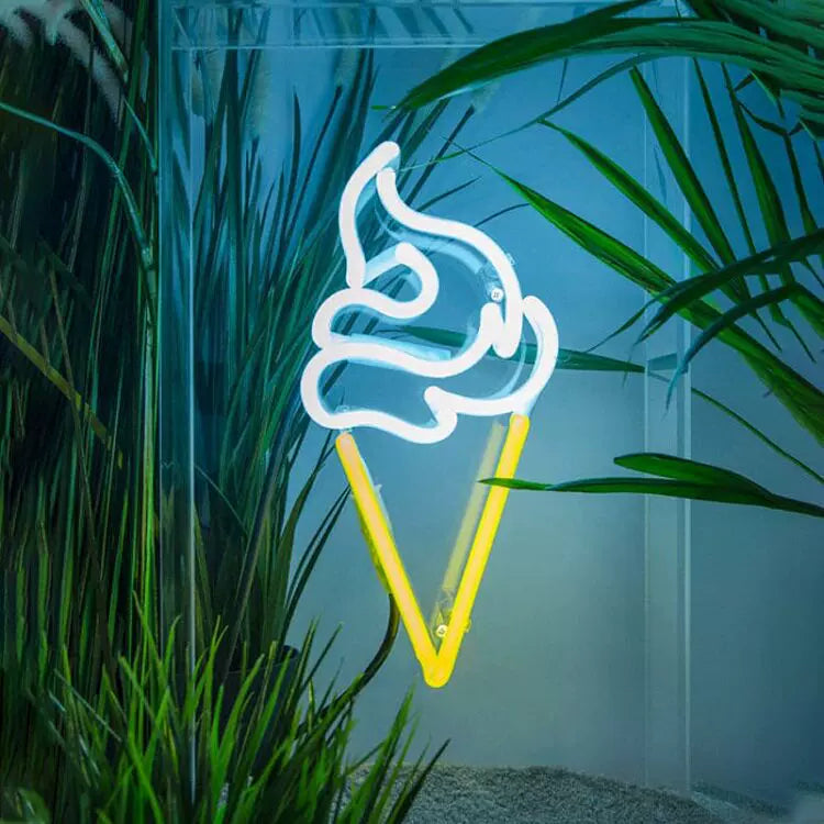 Soft Serve Ice Cream LED Neon Sign White Cone Neon Light for Cafe Dessert Shop Wall Decor