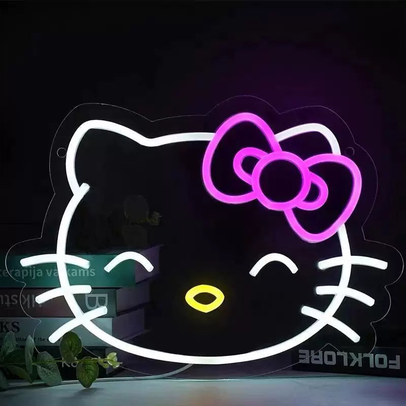 Cute Cartoon Cat LED Neon Sign for Bedroom Aesthetic Room Wall Decor Light