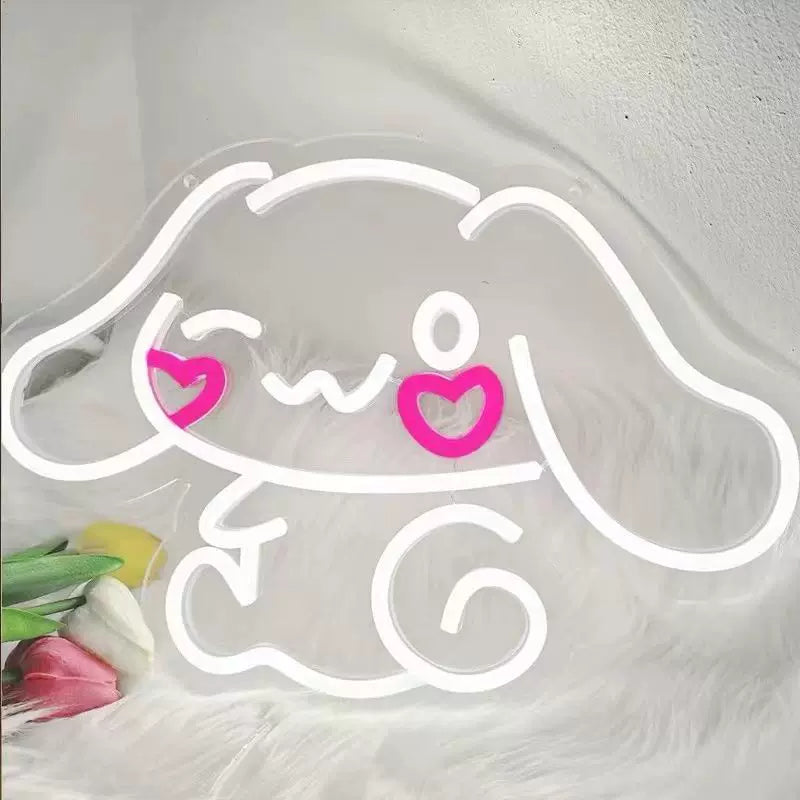 Cute Kawaii Puppy LED Neon Sign for Kids Bedroom Wall Decor Light