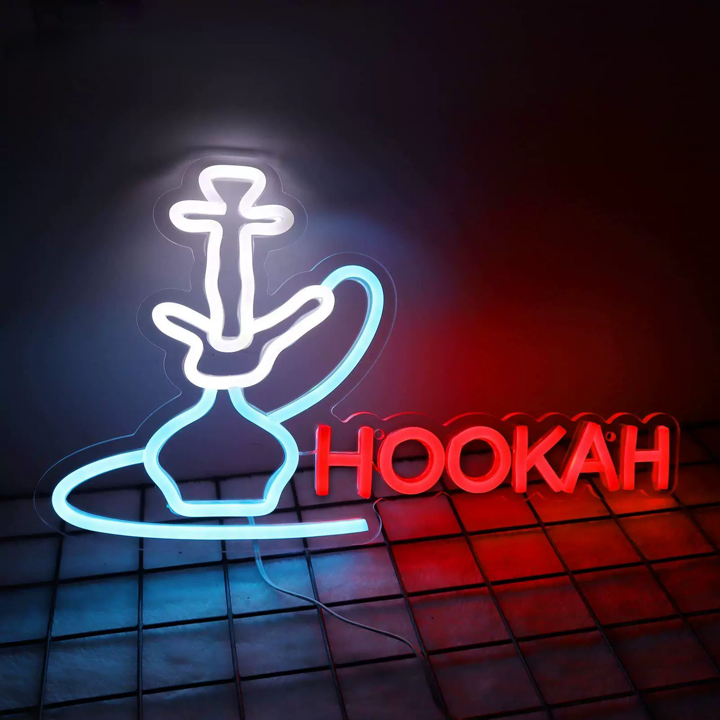 Hookah LED Neon Sign Red Blue Shisha Neon Light Wall Decor for Hookah Lounge Bar