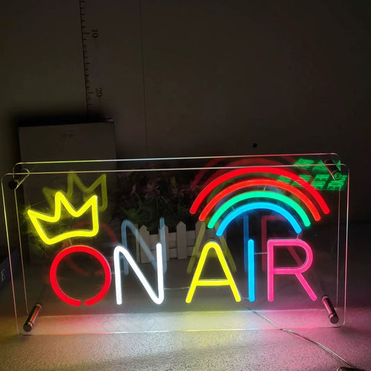 On Air LED Neon Sign Colorful Crown Rainbow Neon Light Wall Decor for Studio Game Room Bedroom