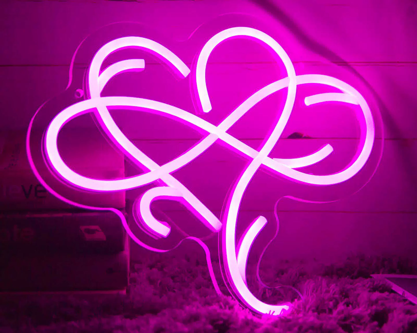 Pink Abstract Heart LED Neon Sign for Bedroom Romantic Wall Decor Light