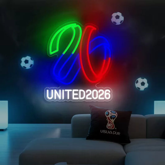 United 2026 Football LED Neon Sign for Game Room Sports Wall Decor Light