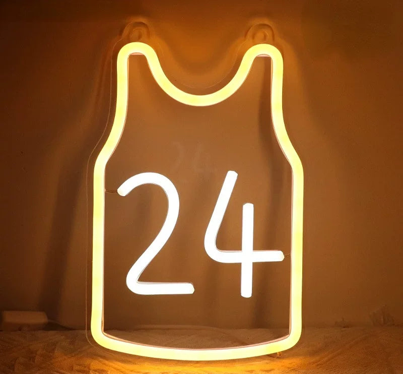 Basketball Jersey LED Neon Sign Yellow White Sports Neon Light Wall Decor for Bedroom Gym