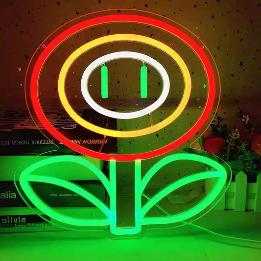 Retro Pixel Flower LED Neon Sign for Gaming Room Decor