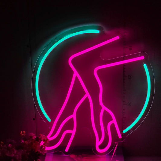 High Heel Legs LED Neon Sign Pink Blue Fashion Neon Light Wall Decor for Bedroom Salon