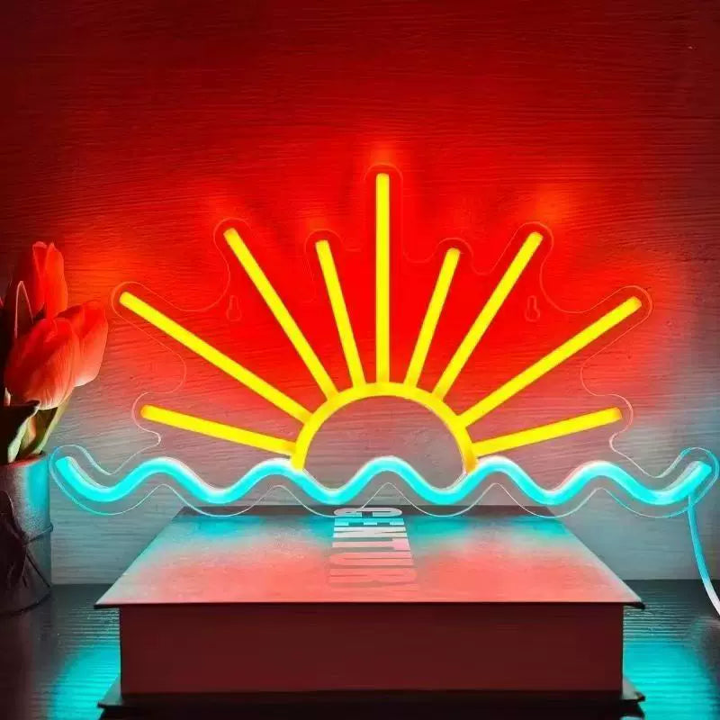 Sunrise LED Neon Sign Ocean Wave Neon Light for Room Beach Bar Decor