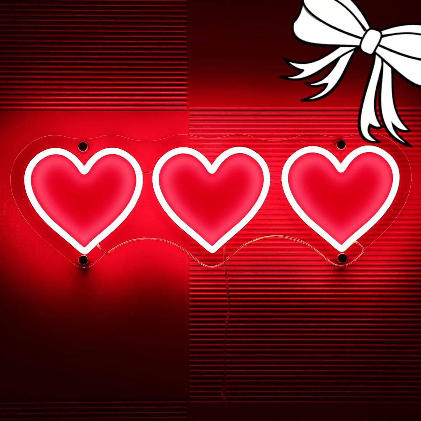 Triple Heart LED Neon Sign Romantic Love Wall Decor for Bedroom Wedding Valentine Gift