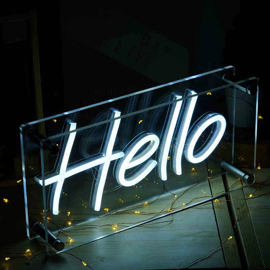 Hello LED Neon Sign Warm White Script Neon Light Wall Decor for Bedroom Entryway Living Room Cafe