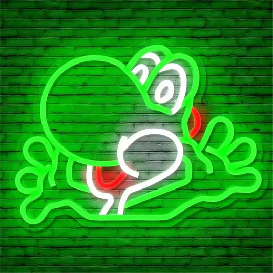 Frog Neon Sign Green LED Cartoon Wall Decor for Kids Room or Game Room