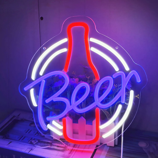 Beer LED Neon Sign Blue Red Bar Neon Light Wall Decor for Home Bar Pub Party