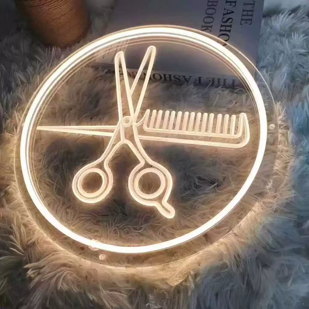 Barber Scissors Neon Sign for Hair Salon Shop Wall Decor