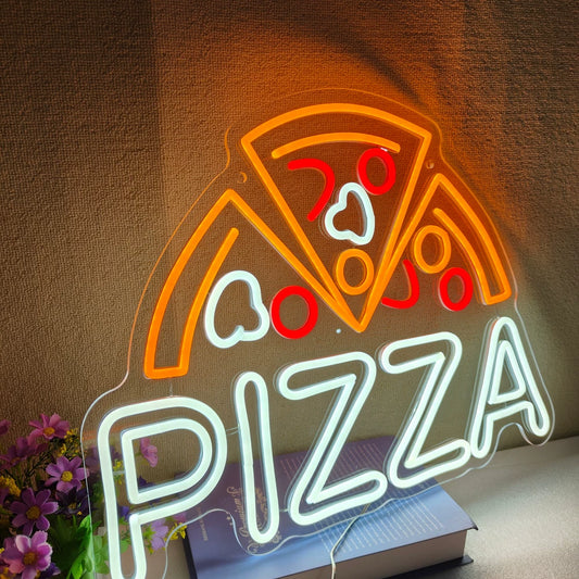 Pizza LED Neon Sign Colorful Slice Neon Light Wall Decor for Restaurant Cafe Kitchen