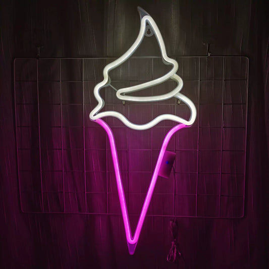 Ice Cream LED Neon Sign Dessert Light for Cafe Shop Wall Decor