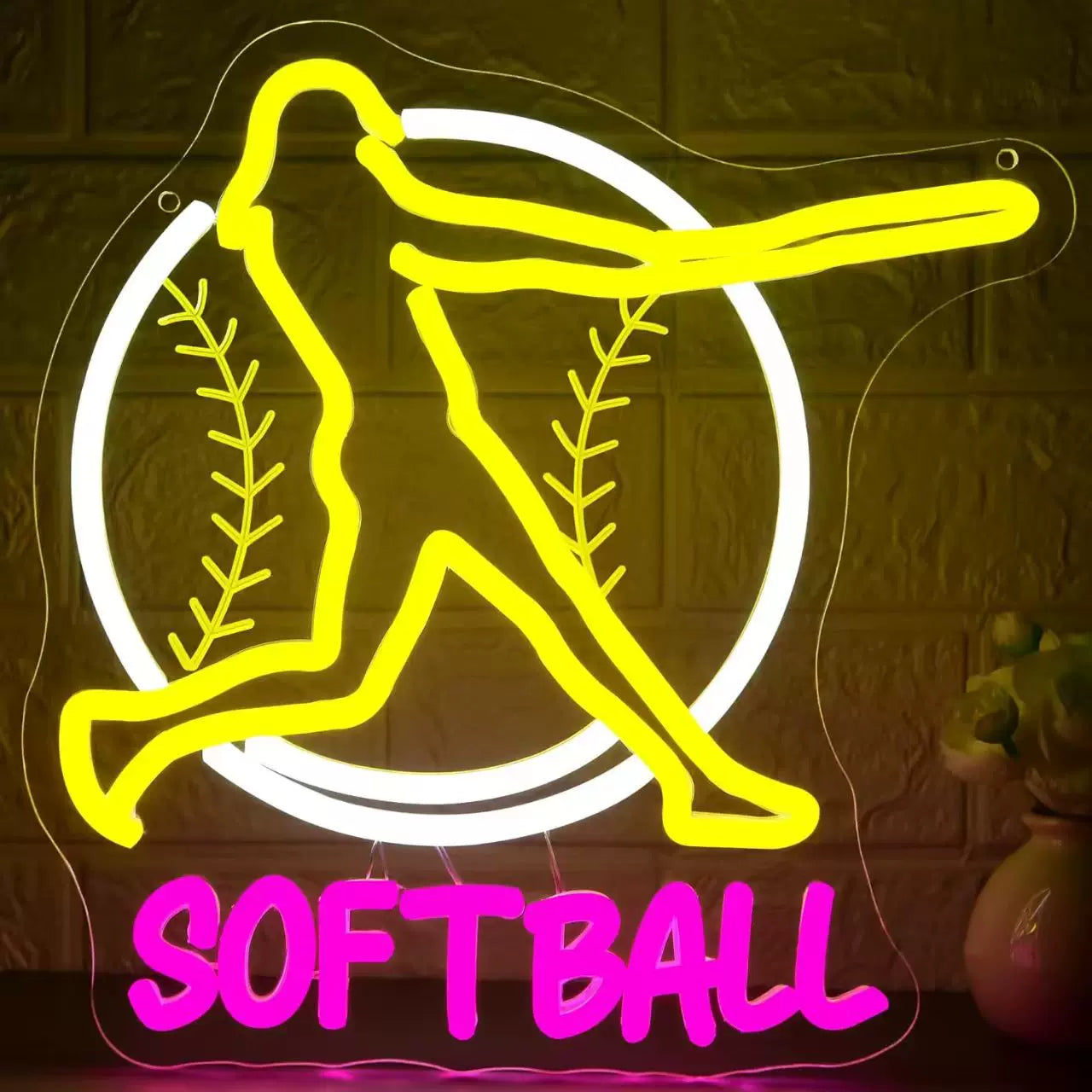 Softball LED Neon Sign Softball Player Neon Light for Room Sports Wall Decor