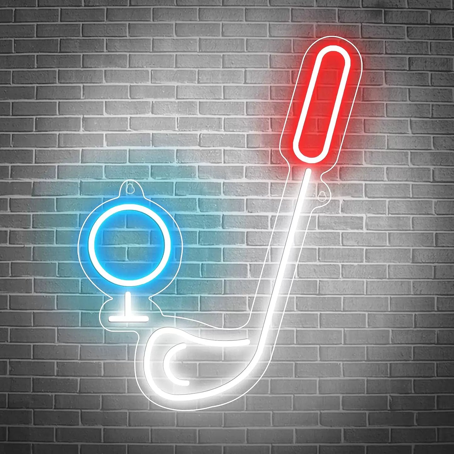 Hockey Stick LED Neon Sign Red Blue Sports Neon Light Wall Decor for Bedroom Gym
