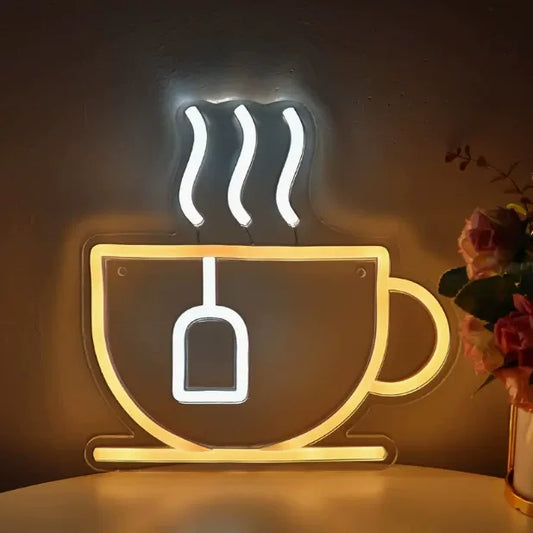 Minimal Coffee Cup LED Neon Sign for Kitchen Cafe Wall Decor Light