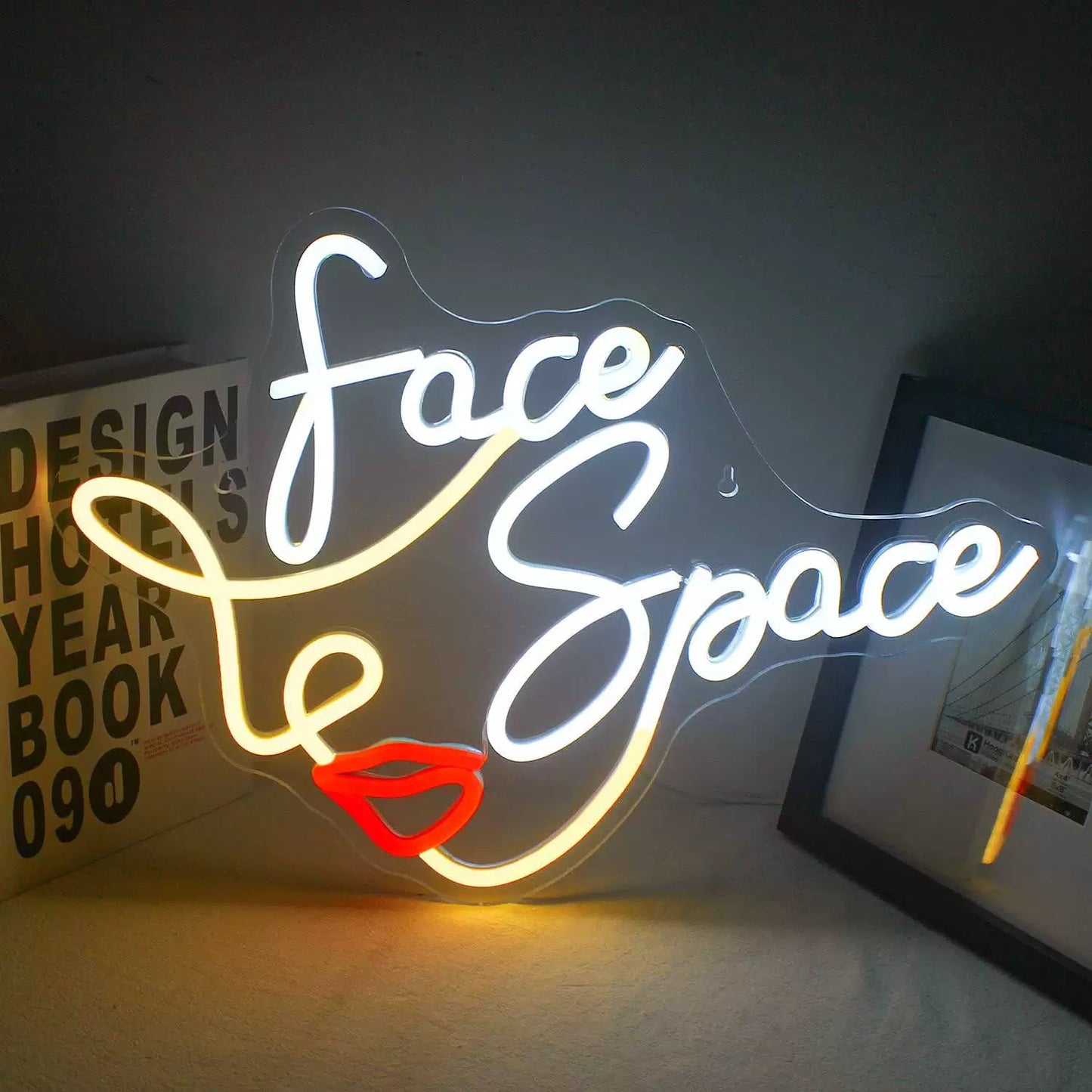 Face Space LED Neon Sign Abstract Woman Line Art Light for Beauty Salon Bedroom Decor