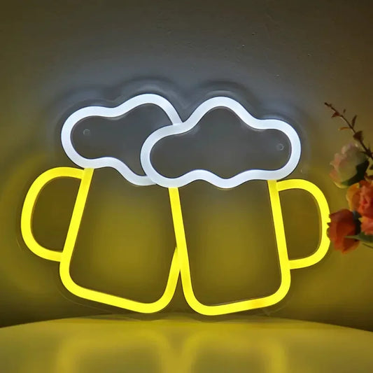 Cheers Beer Mug LED Neon Sign for Bar Party Wall Decor Light