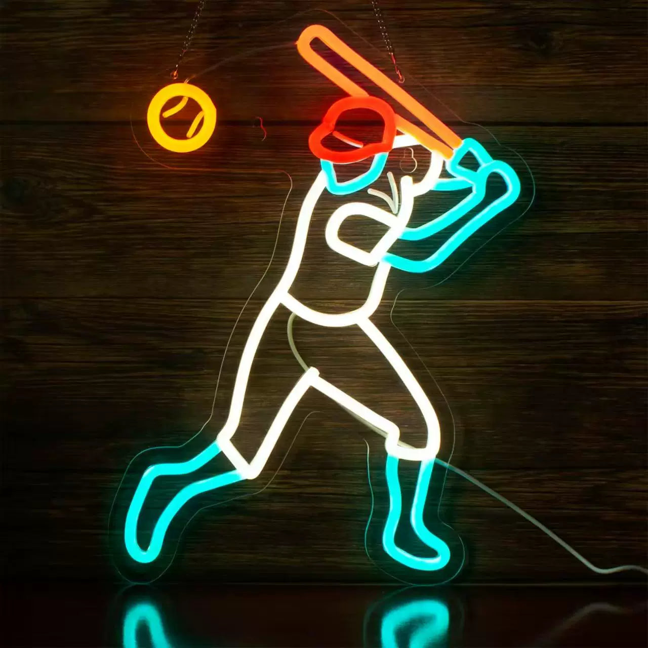 Baseball Player LED Neon Sign for Bedroom Sports Wall Decor Light