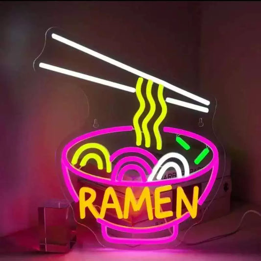 Colorful Ramen Bowl LED Neon Sign Japanese Noodle Neon Light for Kitchen Bar Café Wall Decor