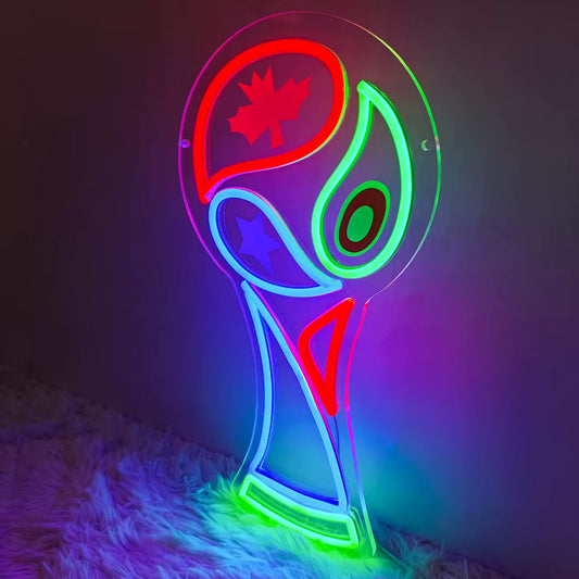 Colorful Football Trophy LED Neon Sign for Game Room Sports Bar Decor Light