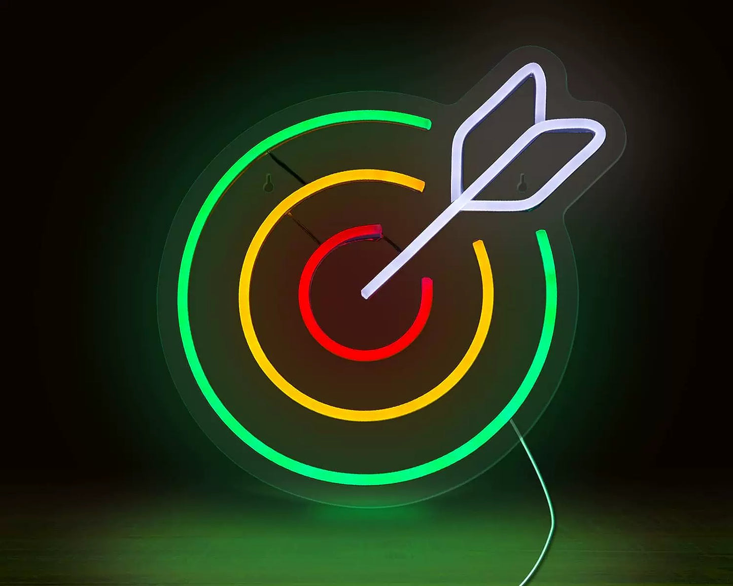 Dart Board LED Neon Sign Green Yellow Target Neon Light Wall Decor for Game Room Bar