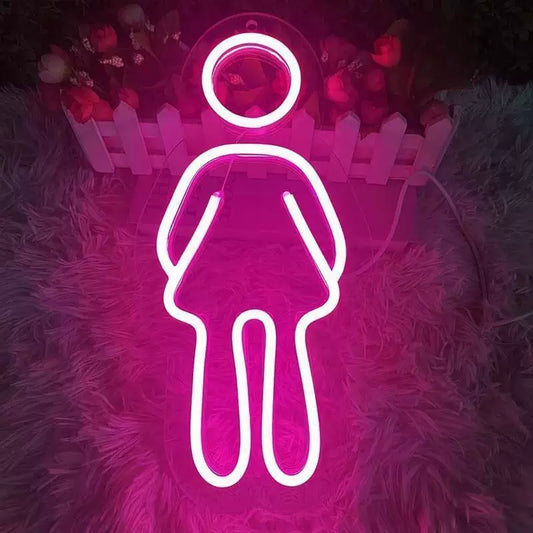 Women Neon Sign LED Light for Bathroom Wall Decor