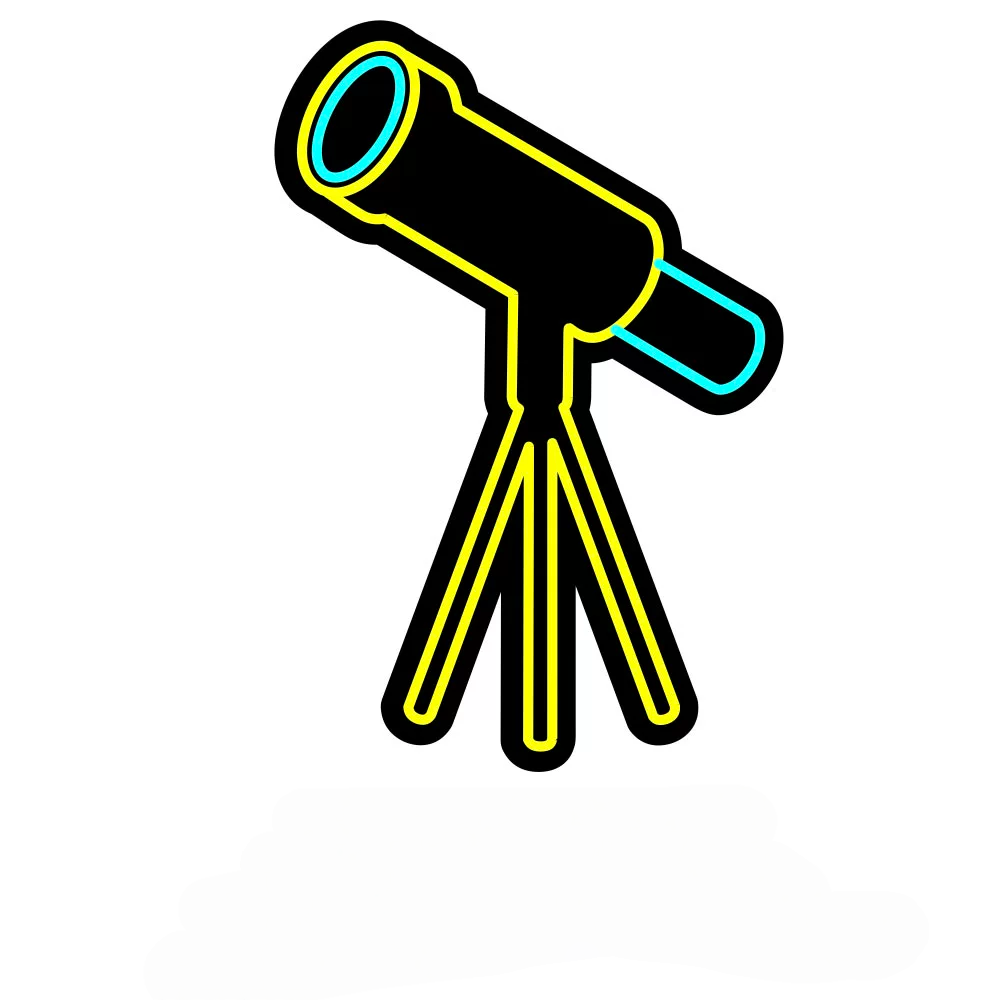 Telescope LED Neon Sign Yellow Blue Astronomy Neon Light Wall Decor for Kids Room Bedroom Game Room