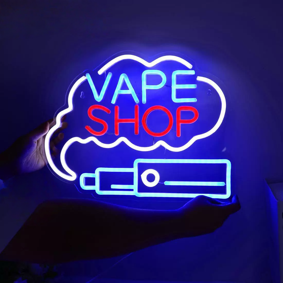 Vape Shop LED Neon Sign Blue Red Cloud Neon Light Wall Decor for Smoke Shop Lounge