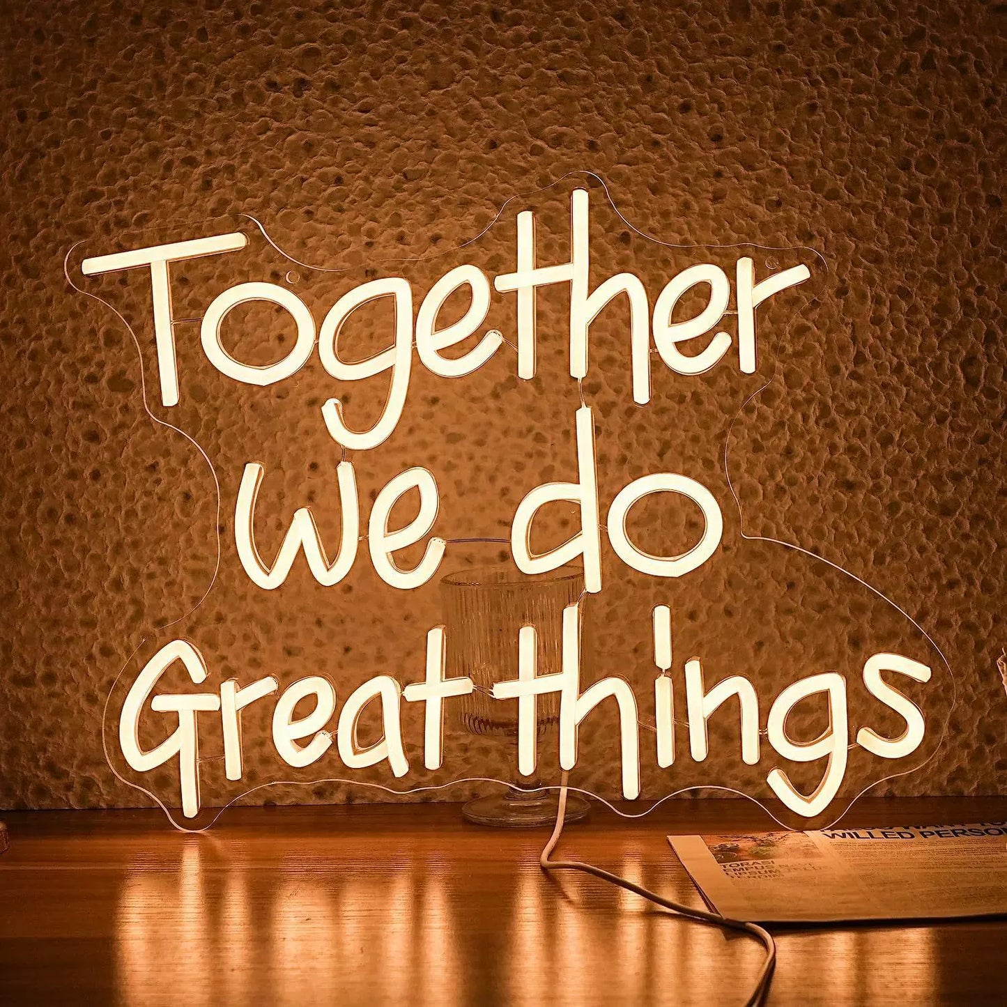 Together We Do Great Things LED Neon Sign Warm White Motivational Neon Light Wall Decor for Office Classroom
