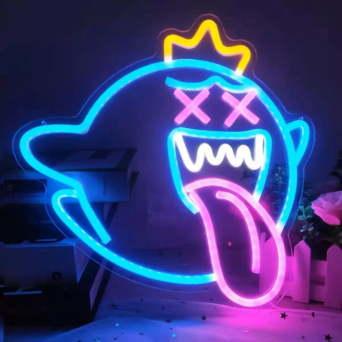 Ghost Crown LED Neon Sign for Bedroom Wall Decor Neon Light