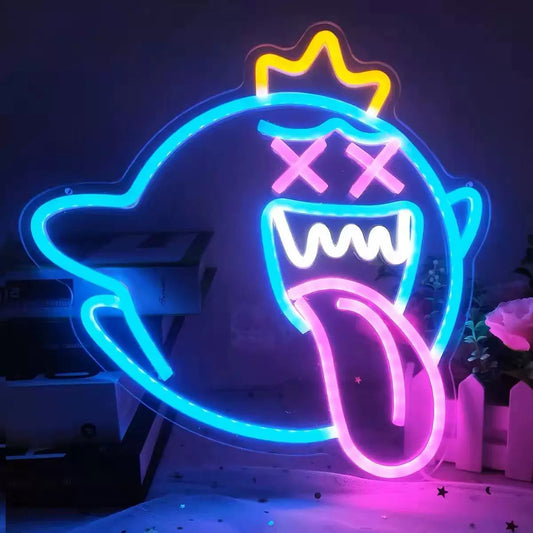 Ghost Crown LED Neon Sign for Bedroom Wall Decor Neon Light