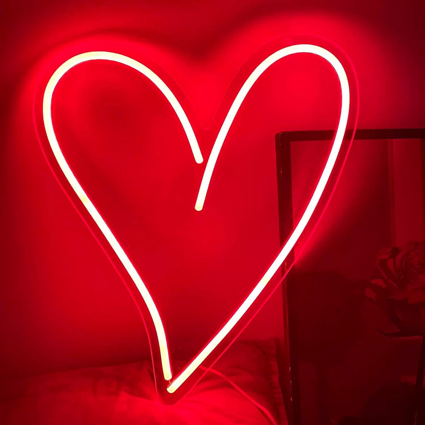Minimalist Heart LED Neon Sign for Bedroom Romantic Wall Decor Warm White Light