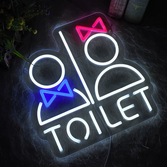 Toilet LED Neon Sign White Pink Blue Restroom Neon Light Wall Decor for Bathroom Bar