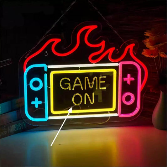 Game On LED Neon Sign Colorful Gaming Console Neon Light Wall Decor for Game Room Bedroom