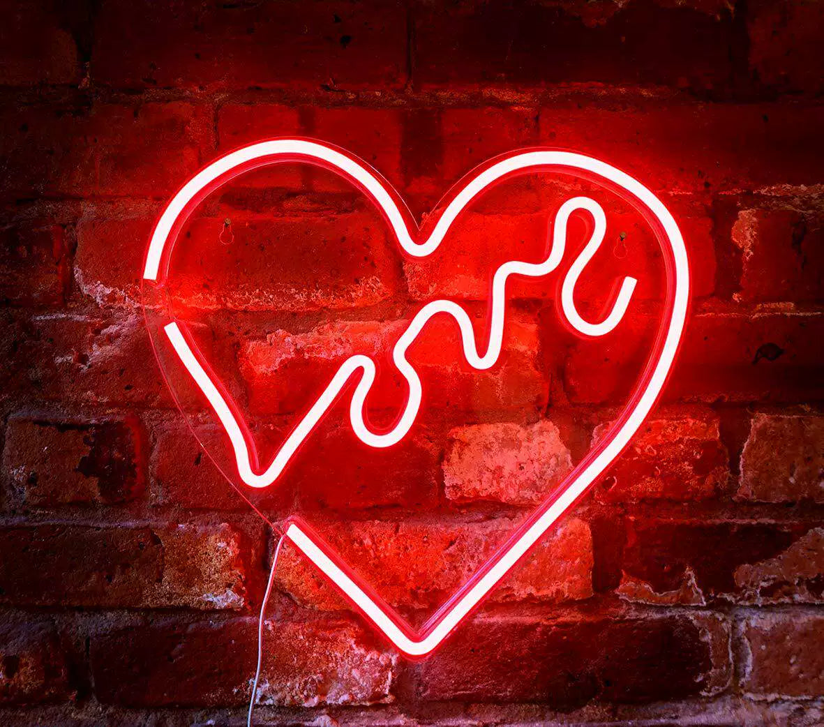 Heart Love LED Neon Sign for Bedroom Romantic Wall Decor Light