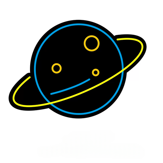 Planet LED Neon Sign Blue Yellow Space Neon Light Wall Decor for Kids Room Bedroom Game Room
