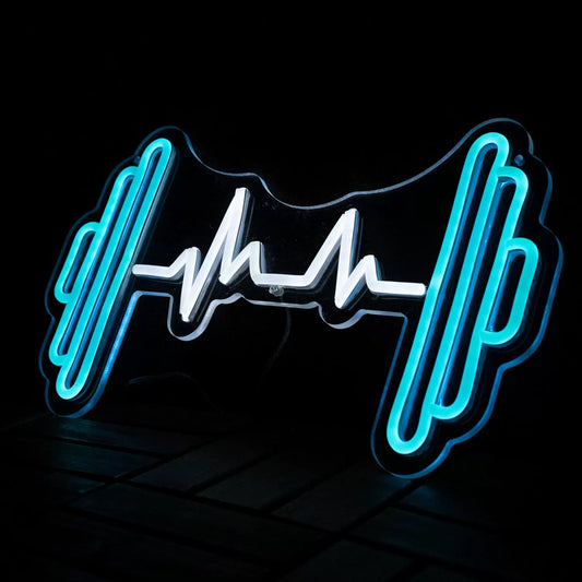 Barbell LED Neon Sign Blue White Fitness Neon Light Wall Decor for Gym Bedroom