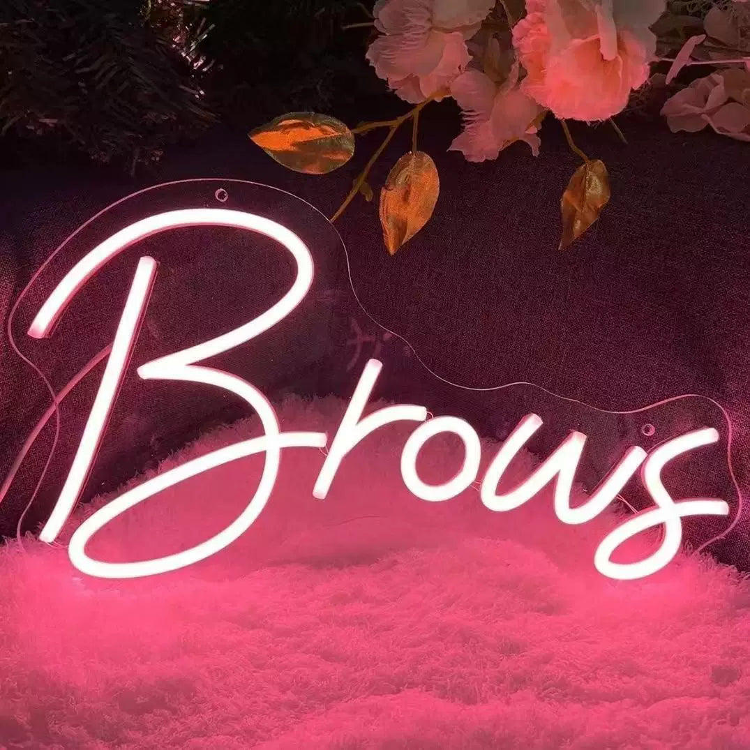 Brows LED Neon Sign Script Beauty Light for Eyebrow Studio Lash Salon Decor