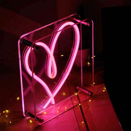 Heart LED Neon Sign Pink Love Neon Light Wall Decor for Bedroom Wedding Party