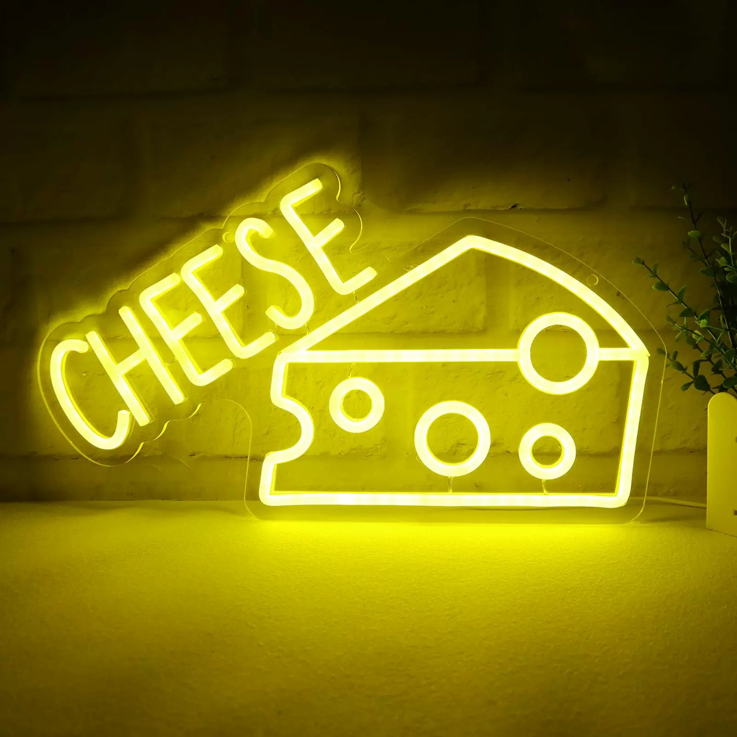 Cheese LED Neon Sign Yellow Food Neon Light Wall Decor for Restaurant Cafe Kitchen