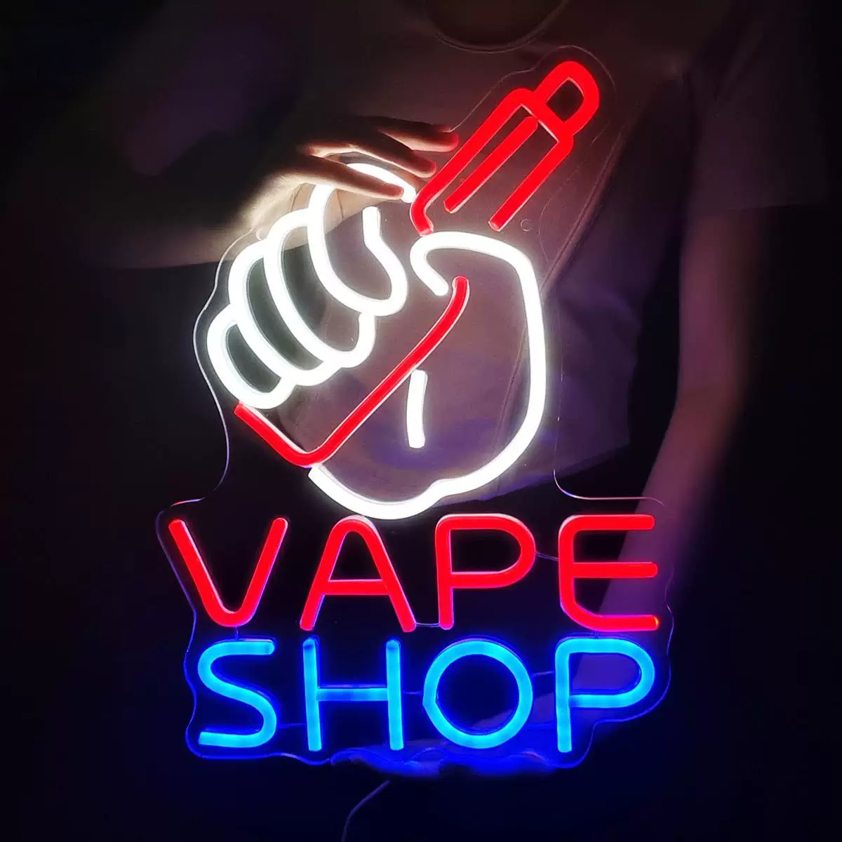 Vape Shop LED Neon Sign Red Blue Storefront Neon Light Wall Decor for Smoke Shop Bar
